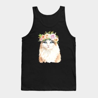 Cat with Beautiful Flower Crown Tank Top